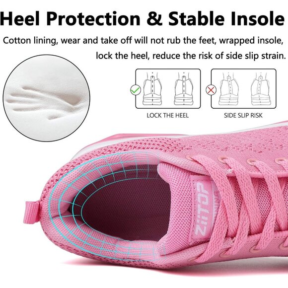 Ziitop Pink Ladies Non Slip Lightweight Fashion Sneakers Breathable Shoes - Picture 3 of 7
